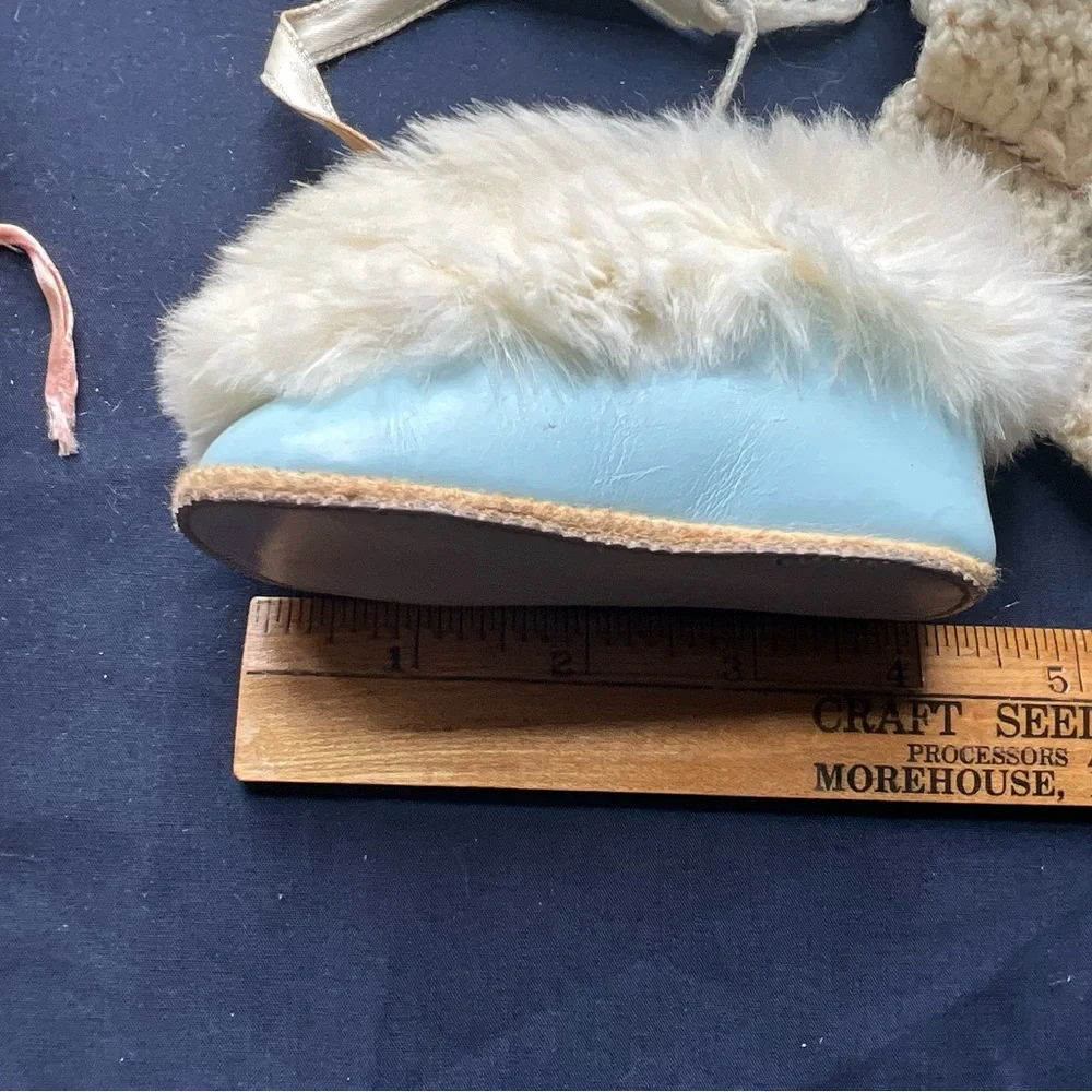 Vintage Lot of 4 Pairs Infant Shoes Leather Crochet